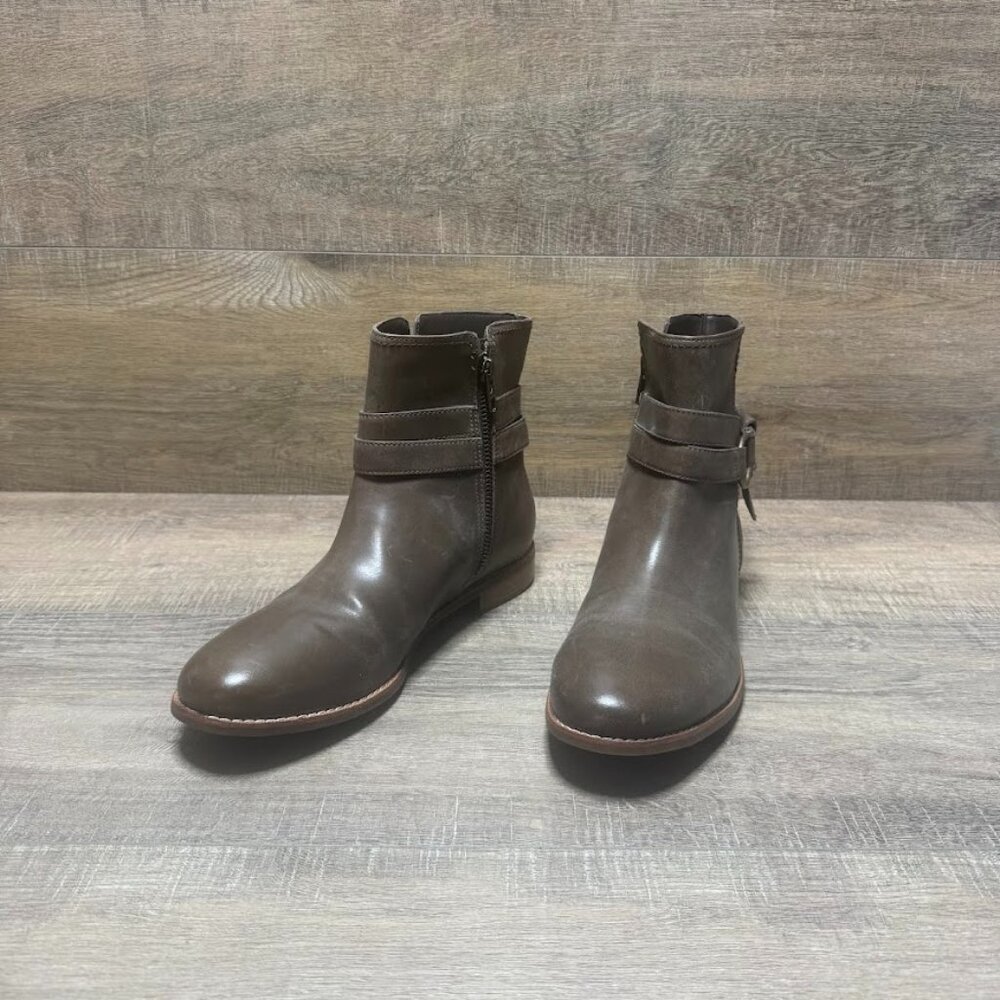 Sperry Clinton Brown Leather Ankle Boots Buckle Accent Women's Size 8.5